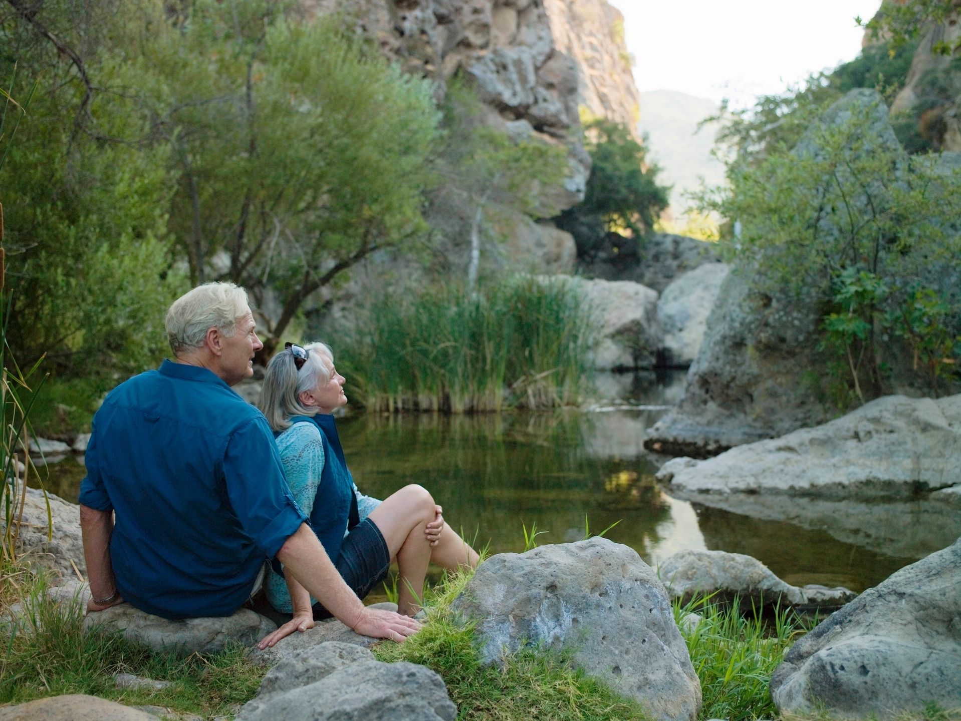 elderly couple in nature