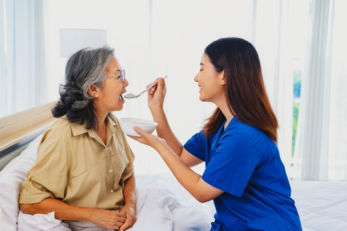 nursing home patient eating